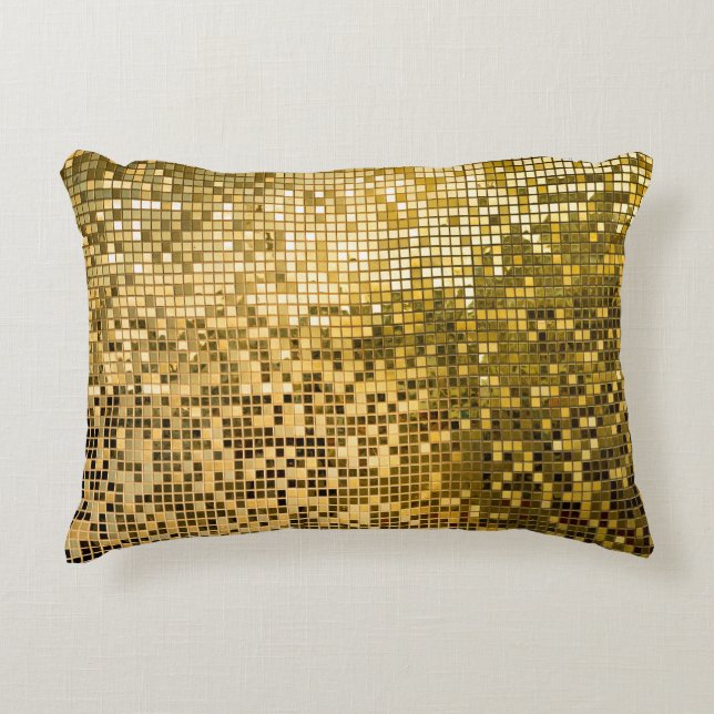 Guld Mosaic: Square Tiles Struktur. Prydnadskudde (Framsidan)