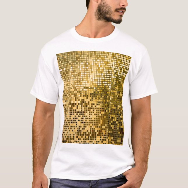 Guld Mosaic: Square Tiles Struktur. T Shirt (Framsida)