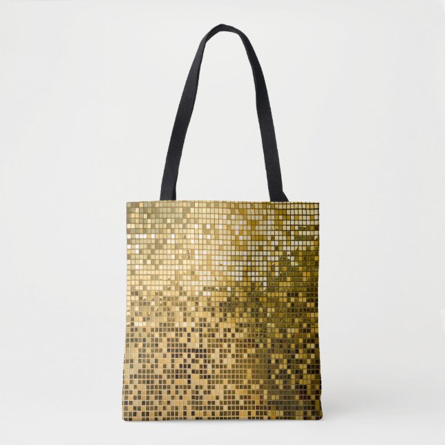 Guld Mosaic: Square Tiles Struktur. Tygkasse (Framsida)