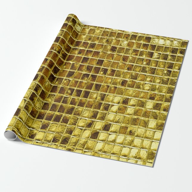 Guld Mosaic Tiles Elegant Modern Decoupage Presentpapper (Utrullad)