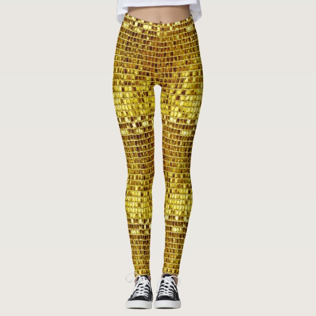 Guld Mosaic Tiles Elegant Modern lyx Leggings (Framsida)