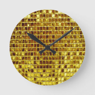 Guld Mosaic Tiles Elegant Modern lyx Rund Klocka