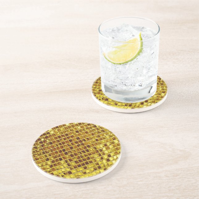 Guld Mosaic Tiles Elegant Modern lyx Underlägg (Sidan)