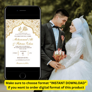 Guld Moské Elegans Muslim Bröllop Nikah Inbjudningar