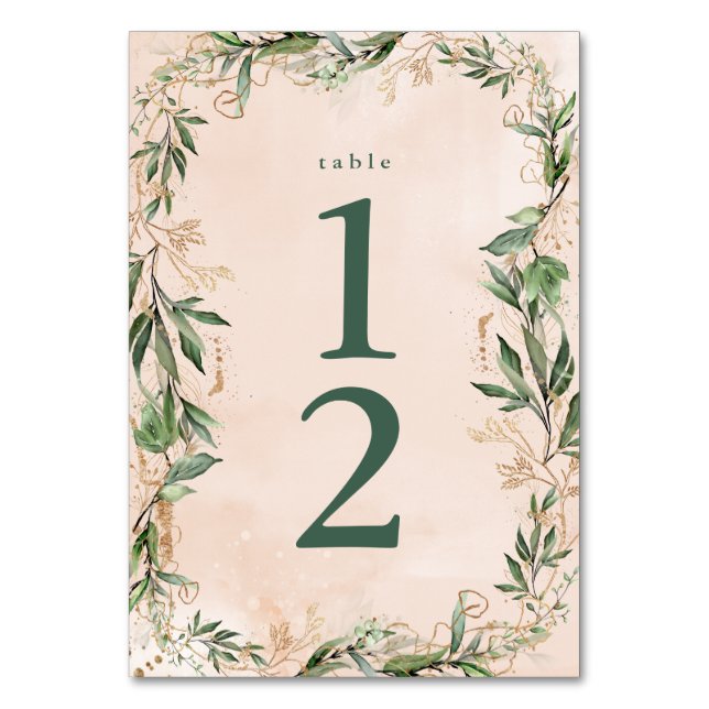 Guld Moss Eucalyptus Modern Abstrakt Geometric Rol Bordsnummer (Framsidan)