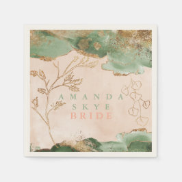 Guld Moss Eucalyptus Modern Abstrakt Pappersservett