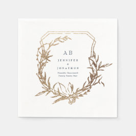 guld motif mongram i den klassiska marinen blommig pappersservett