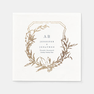 guld motif mongram i den klassiska marinen blommig pappersservett