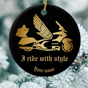 Guld Motorcykel Vingar Jul Ornamet goldwing Julgransprydnad Keramik