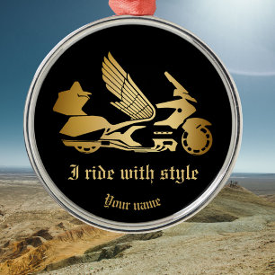 Guld motorcykel Vingar medal Ornamet goldwing Julgransprydnad Metall
