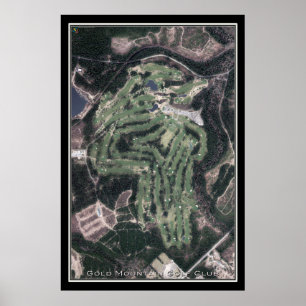 Guld Mountain Golf Klubb Washington Satellite Kart Poster