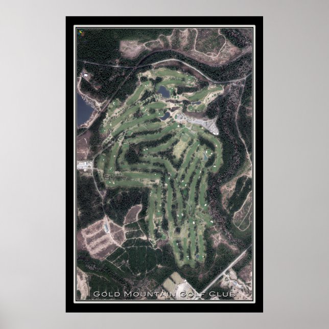 Guld Mountain Golf Klubb Washington Satellite Kart Poster (Framsidan)