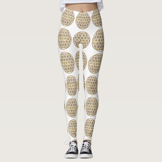 Guld mousserande blomma i Life Leggings (Framsida)