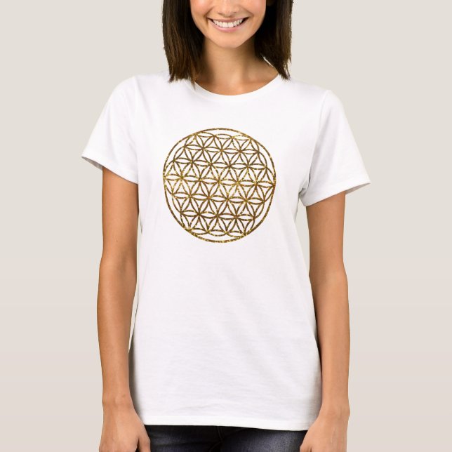 Guld mousserande blomma i Life T Shirt (Framsida)