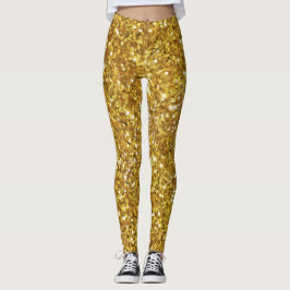 Guld mousserande glitter mönster leggings