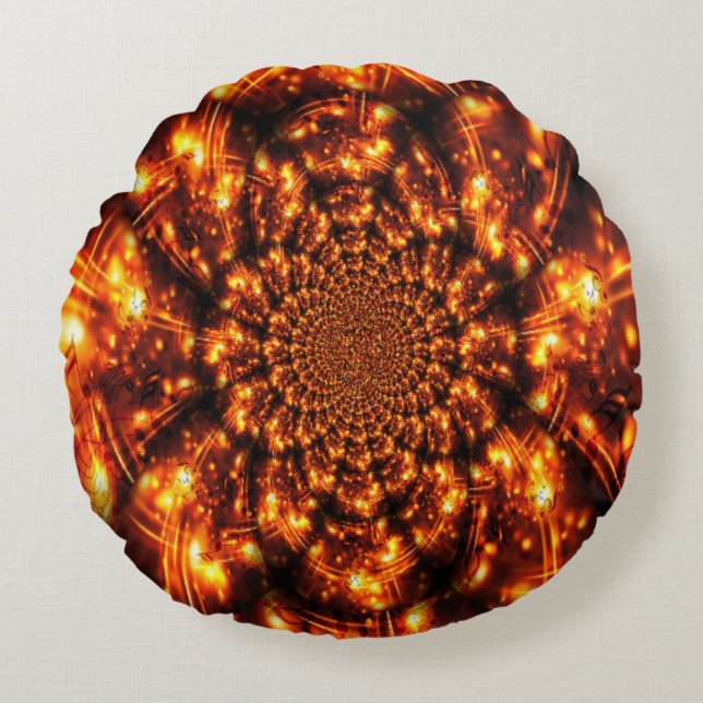 Guld mousserande Ljus Rund Kudde (Framsidan)