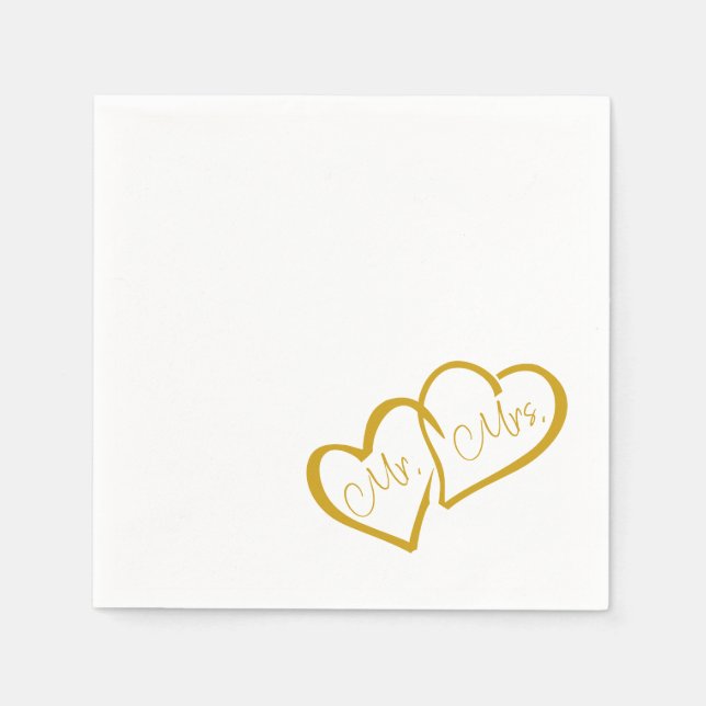 Guld | Mr. Mrs. Moderna Monogram Bröllopsservetter Pappersservett (Framsidan)