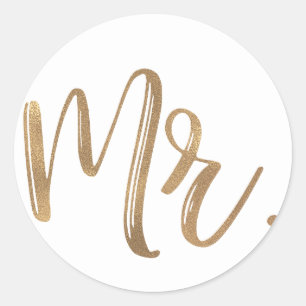 Guld MR. typografi bröllop brudgum best man Runt Klistermärke
