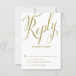 Guld & Mrs Elegant Script-Bröllop OSA Kort