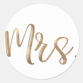 Guld MRS. Typografi Bröllop Bröllopsdusch Brud Runt Klistermärke