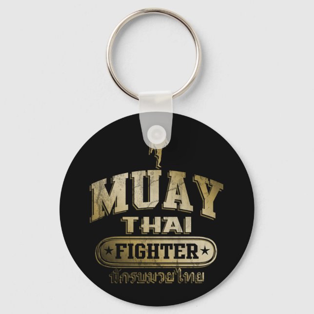 Guld Muay Thai Fighter Nyckelring (Framsida)