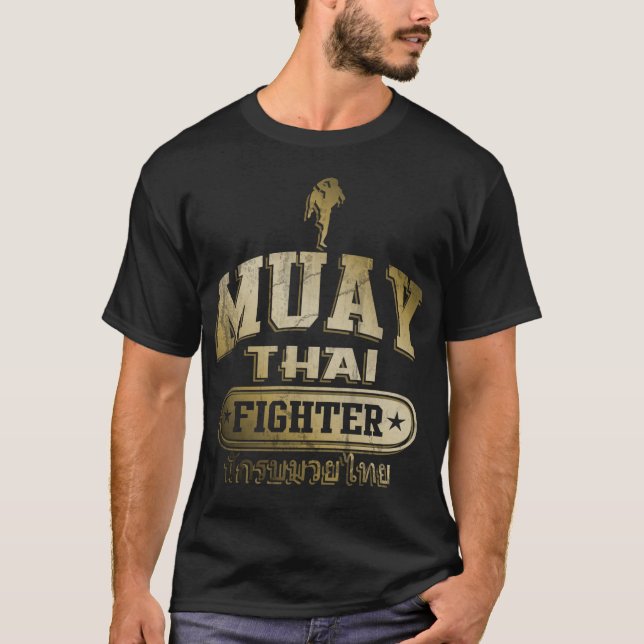 Guld- Muay thailändsk kämpe T-shirt (Framsida)