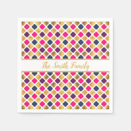 Guld Multifärgad Quatrefoil Mönster Pappersservett