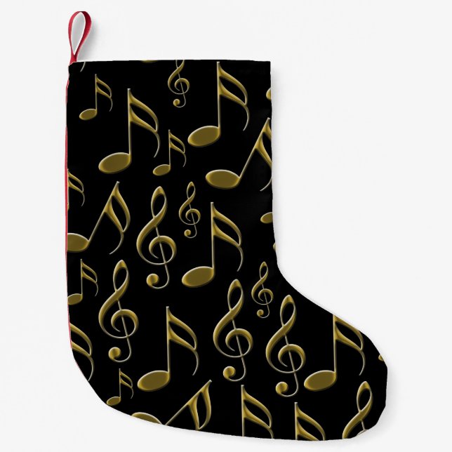 Guld Music Note Treble Clef Musical Liten Julstrumpa (Framsidan)