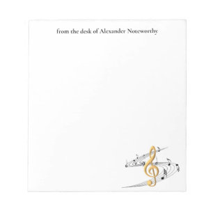 Guld Music Treble Clef Personlig Anteckningsblock