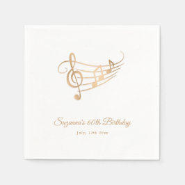 Guld Musik noter Elegant-skript födelsedag Pappersservett