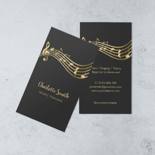 Guld Musik noter Music Teacher Elegant Visitkort