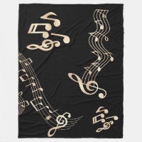 Guld Musik noter på det svarta mediet