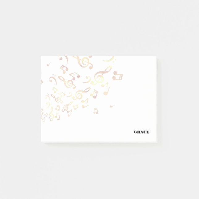 Guld- musik noter post-it block (Framsida)