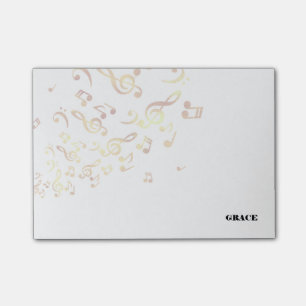 Guld- musik noter post-it block