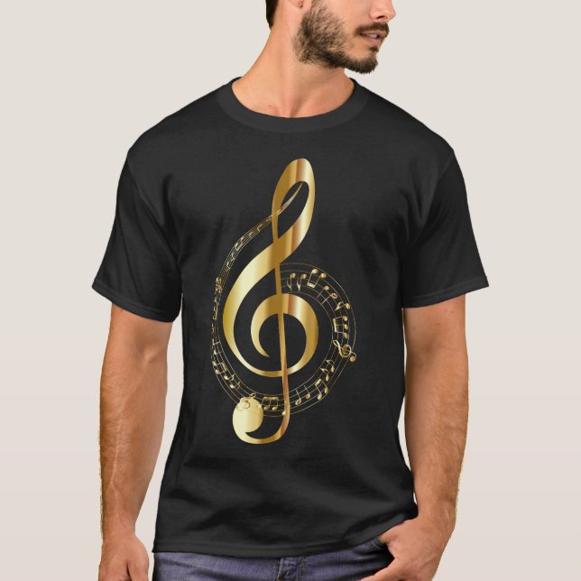 Guld Musik noter T Shirt (Framsida)