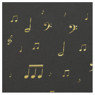 guld musik noter tyg
