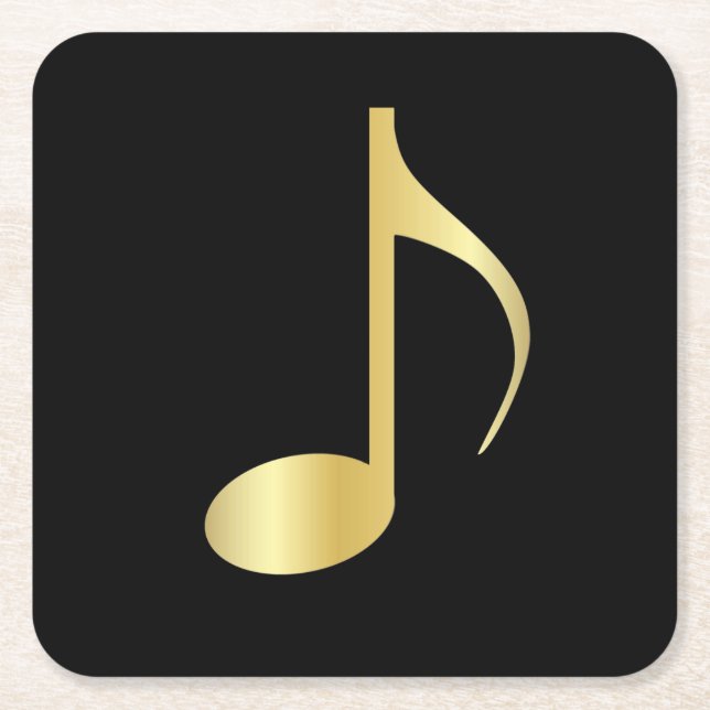 Guld- musik noterar kustfartyget underlägg papper kvadrat (Framsidan)