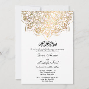 guld muslim bröllopsinbjudan inbjudningar