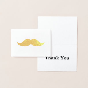 Guld Mustache Tack Folierat Kort