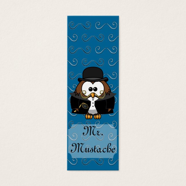 Guld Mustache Uggla Litet Visitkort (Framsidan)