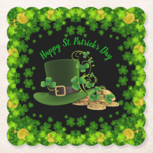 Guld Mynt & Shamrocks St. Patrick's Day Underlägg Papper