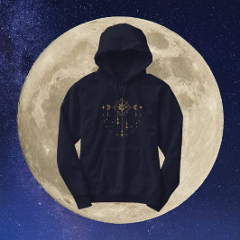 Guld Mystic Geometric Cosmic Tarot Sol & Måne T Shirt