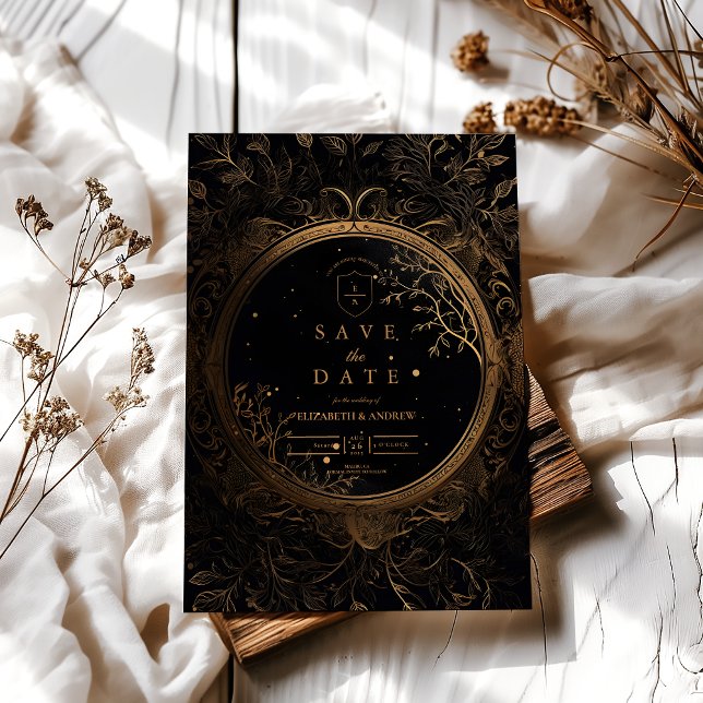 Guld Mystical Celestial Bröllop Spara Datumet (Skapare uppladdad)