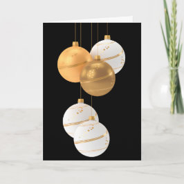 GULD n WHITE ORNAMENTS CHRISTMAS CARD FOR ANYONE Tack Kort