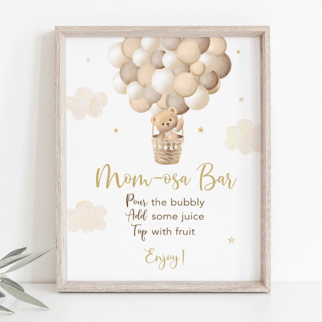 Guld Nalle Baby Shower Mimosa Pub Sign Poster (Skapare uppladdad)