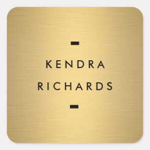 Guld Namn Logotyp Fyrkantigt Klistermärke