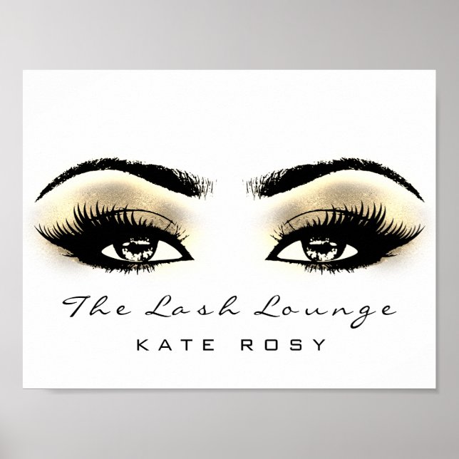 Guld Namn Makeup Artist Beauty Studio Lash Brown Poster (Framsidan)