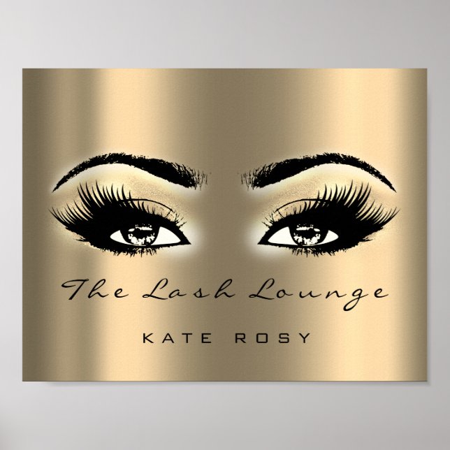 Guld Namn Makeup Artist Beauty Studio Lash Poster (Framsidan)