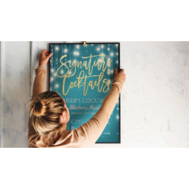 Guld Namnteckning Cocktail Drink Menu Bröllop Deco Poster