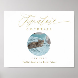 Guld Namnteckning Drinks-tecken Pet Photo Bröllop Poster
